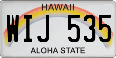 HI license plate WIJ535