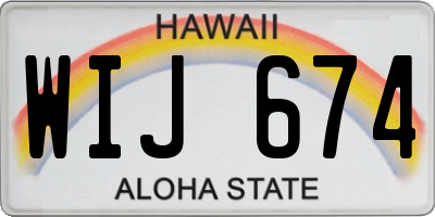 HI license plate WIJ674