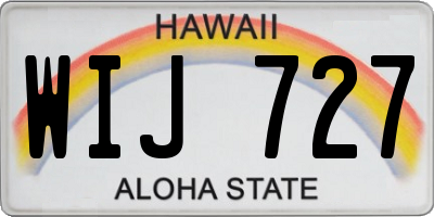 HI license plate WIJ727