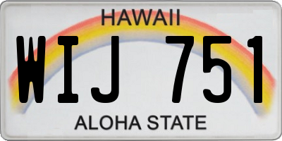 HI license plate WIJ751