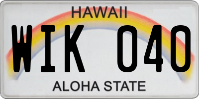 HI license plate WIK040
