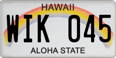 HI license plate WIK045