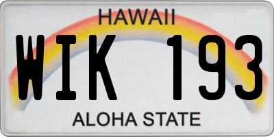HI license plate WIK193