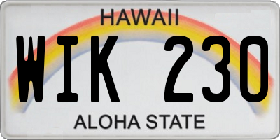HI license plate WIK230