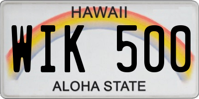 HI license plate WIK500