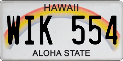 HI license plate WIK554
