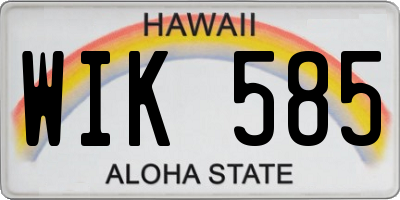 HI license plate WIK585