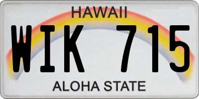 HI license plate WIK715