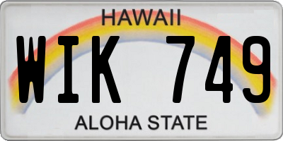 HI license plate WIK749