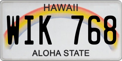 HI license plate WIK768