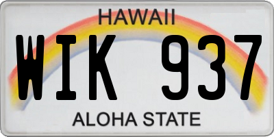 HI license plate WIK937
