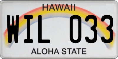 HI license plate WIL033
