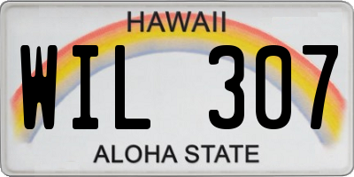 HI license plate WIL307