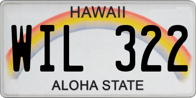 HI license plate WIL322