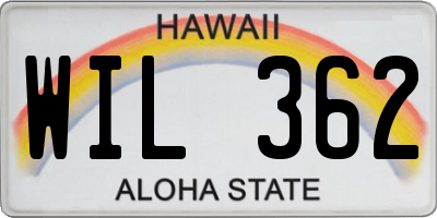 HI license plate WIL362