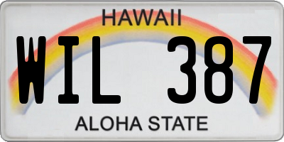 HI license plate WIL387