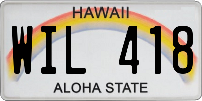 HI license plate WIL418