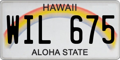 HI license plate WIL675