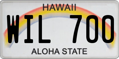 HI license plate WIL700