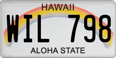 HI license plate WIL798