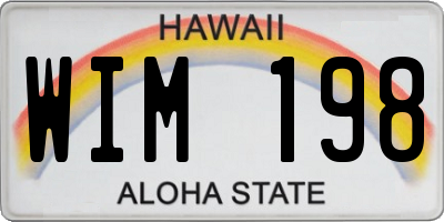 HI license plate WIM198