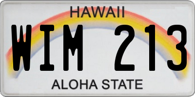 HI license plate WIM213