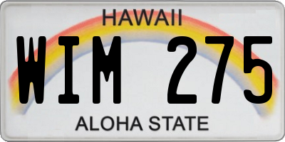 HI license plate WIM275