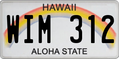 HI license plate WIM312