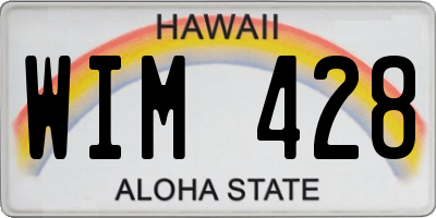 HI license plate WIM428