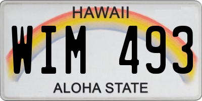 HI license plate WIM493