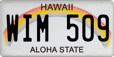 HI license plate WIM509