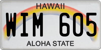 HI license plate WIM605