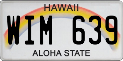 HI license plate WIM639
