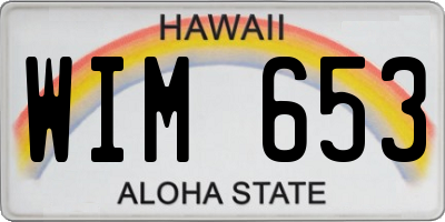 HI license plate WIM653