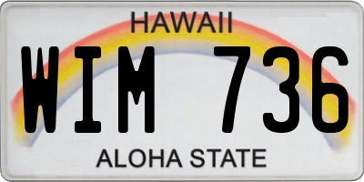 HI license plate WIM736