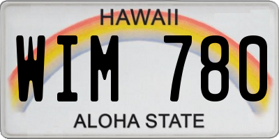HI license plate WIM780