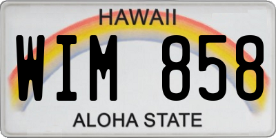 HI license plate WIM858