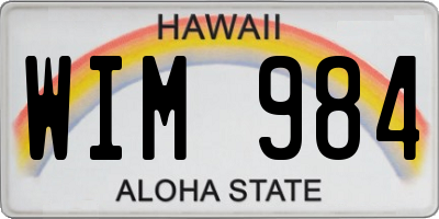 HI license plate WIM984