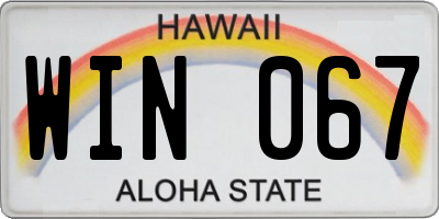 HI license plate WIN067