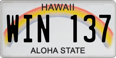 HI license plate WIN137