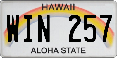 HI license plate WIN257