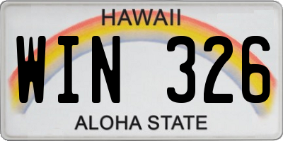 HI license plate WIN326