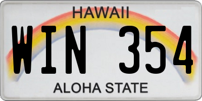HI license plate WIN354