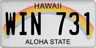 HI license plate WIN731