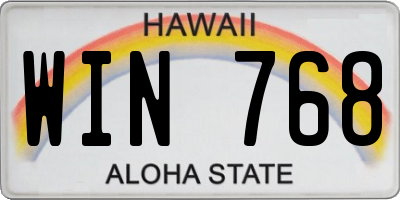 HI license plate WIN768