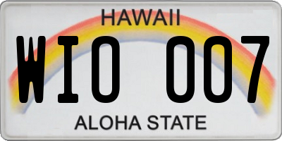 HI license plate WIO007