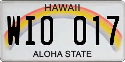 HI license plate WIO017