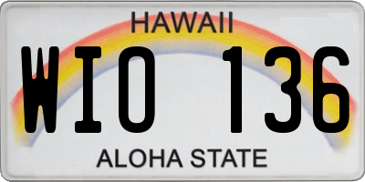 HI license plate WIO136