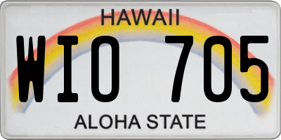 HI license plate WIO705