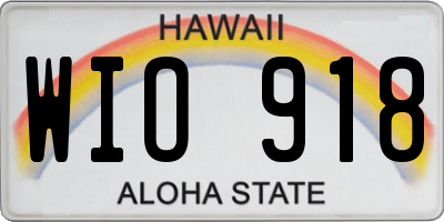HI license plate WIO918